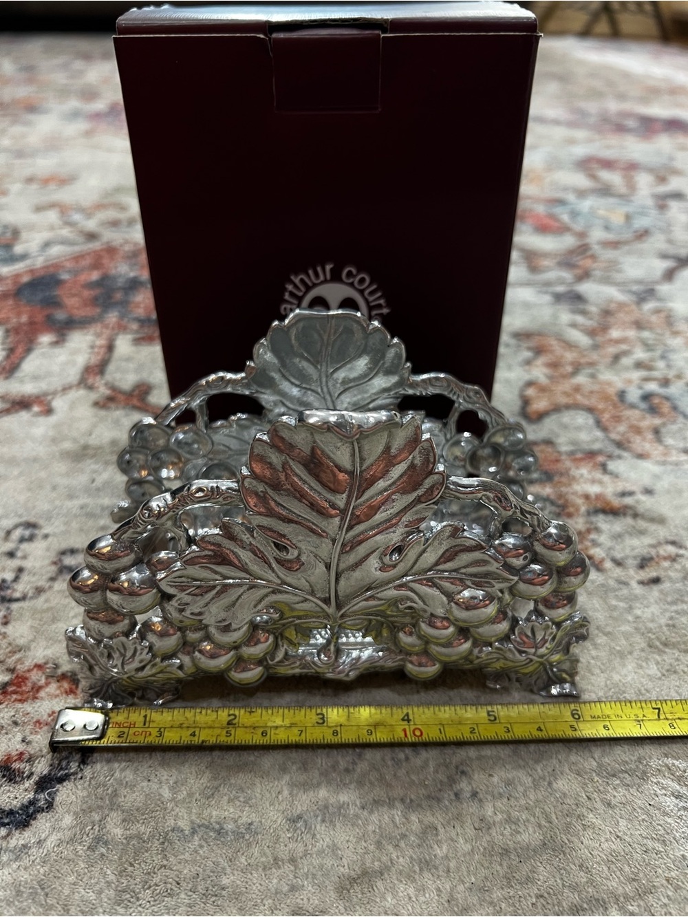 Arthur Court Silver Leaf & Grape Napkin Holder